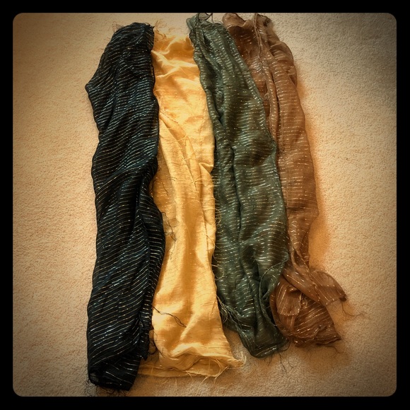 SOLD Bundle of 4 Boho Scarves with Metallic Accents - Picture 1 of 6